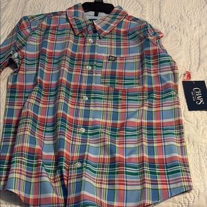 Chaps Red and Blue Casual Button Down Shirt